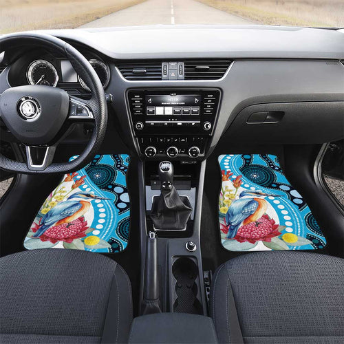 Australia Azure Kingfisher Car Mats Australian Native Flowers Indigenous Art - Aussie Hoodie