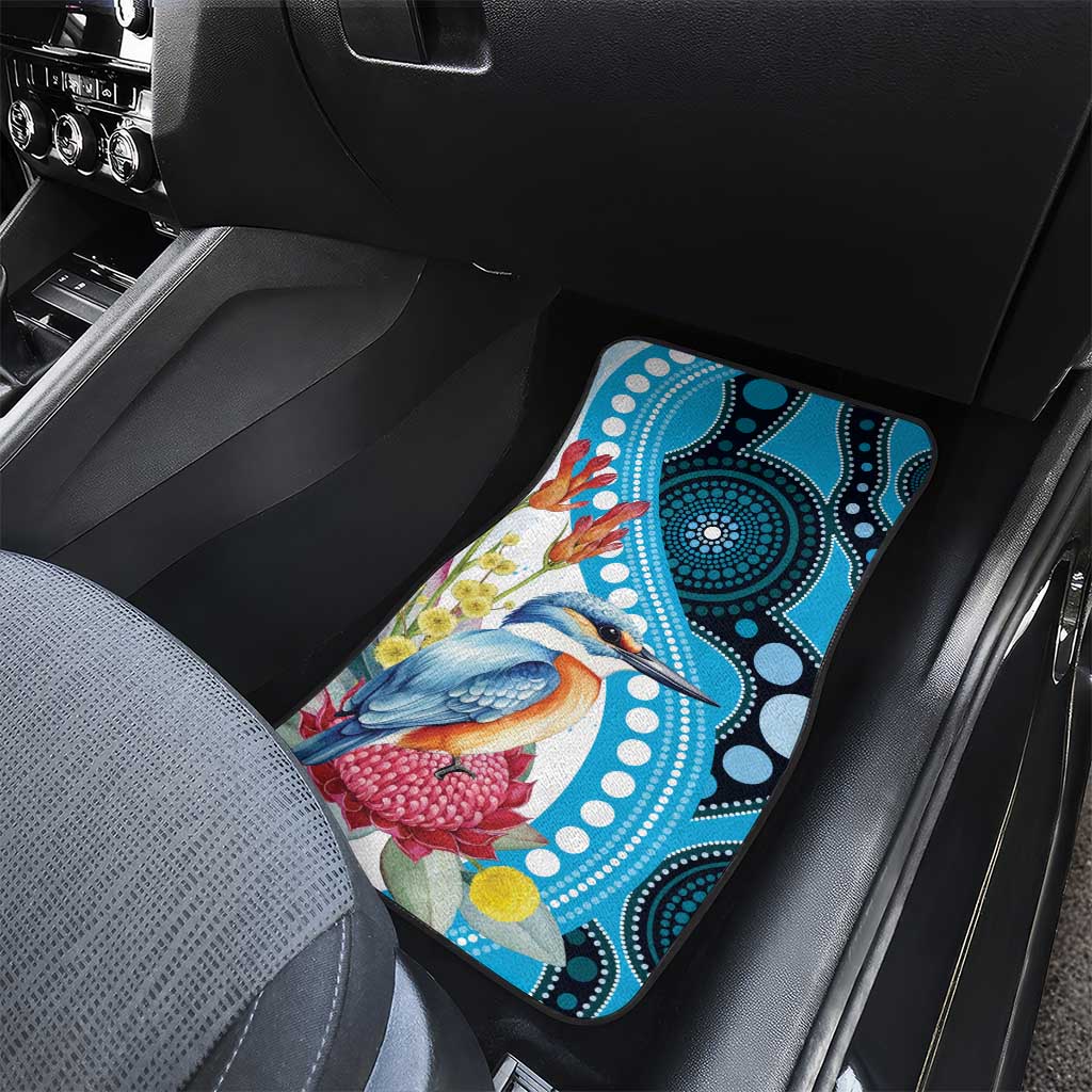 Australia Azure Kingfisher Car Mats Australian Native Flowers Indigenous Art - Aussie Hoodie