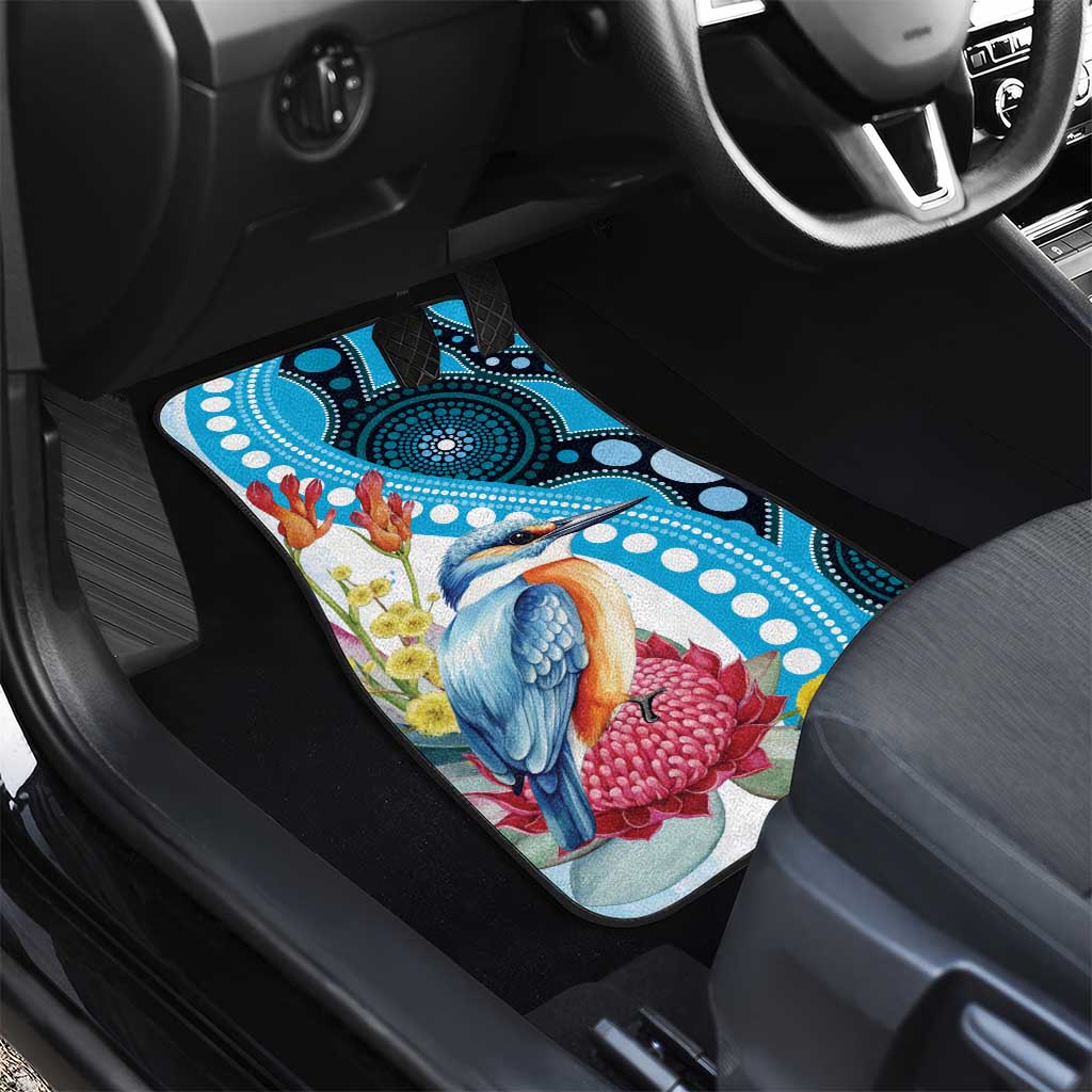 Australia Azure Kingfisher Car Mats Australian Native Flowers Indigenous Art - Aussie Hoodie