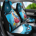 Australia Azure Kingfisher Car Seat Cover Australian Native Flowers Indigenous Art - Aussie Hoodie