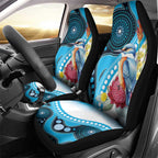 Australia Azure Kingfisher Car Seat Cover Australian Native Flowers Indigenous Art - Aussie Hoodie