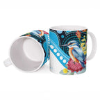 Australia Azure Kingfisher Ceramic Mug Australian Native Flowers Indigenous Art - Aussie Hoodie