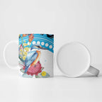 Australia Azure Kingfisher Ceramic Mug Australian Native Flowers Indigenous Art - Aussie Hoodie