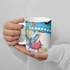 Australia Azure Kingfisher Ceramic Mug Australian Native Flowers Indigenous Art - Aussie Hoodie