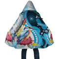 Australia Azure Kingfisher Cloak Australian Native Flowers Indigenous Art - Aussie Hoodie