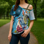 Australia Azure Kingfisher Cross Shoulder Shirt Australian Native Flowers Indigenous Art - Aussie Hoodie