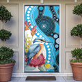 Australia Azure Kingfisher Door Cover Australian Native Flowers Indigenous Art - Aussie Hoodie