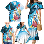 Australia Azure Kingfisher Family Matching Mermaid Dress and Hawaiian Shirt Australian Native Flowers Indigenous Art - Aussie Hoodie