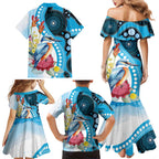Australia Azure Kingfisher Family Matching Mermaid Dress and Hawaiian Shirt Australian Native Flowers Indigenous Art - Aussie Hoodie