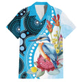 Australia Azure Kingfisher Family Matching Puletasi and Hawaiian Shirt Australian Native Flowers Indigenous Art - Aussie Hoodie