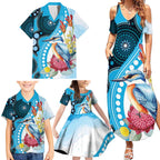 Australia Azure Kingfisher Family Matching Summer Maxi Dress and Hawaiian Shirt Australian Native Flowers Indigenous Art - Aussie Hoodie