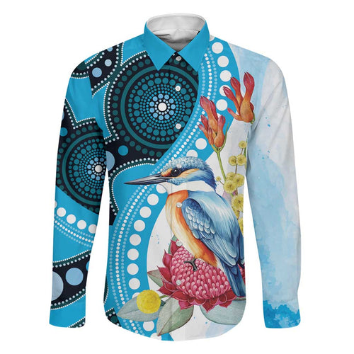 Australia Azure Kingfisher Family Matching Summer Maxi Dress and Hawaiian Shirt Australian Native Flowers Indigenous Art - Aussie Hoodie