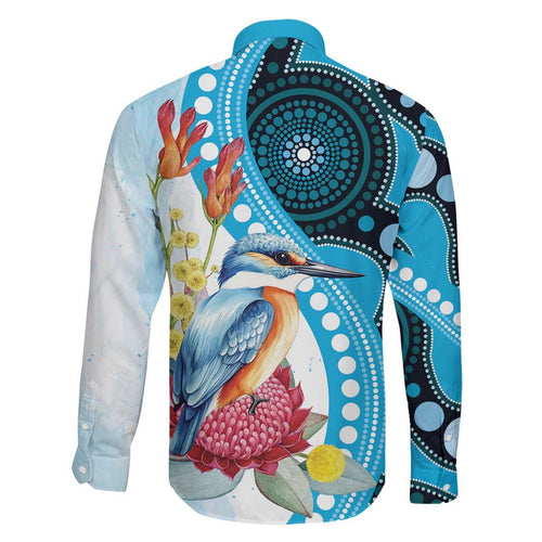 Australia Azure Kingfisher Family Matching Summer Maxi Dress and Hawaiian Shirt Australian Native Flowers Indigenous Art - Aussie Hoodie