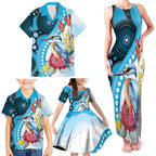 Australia Azure Kingfisher Family Matching Tank Maxi Dress and Hawaiian Shirt Australian Native Flowers Indigenous Art - Aussie Hoodie