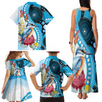Australia Azure Kingfisher Family Matching Tank Maxi Dress and Hawaiian Shirt Australian Native Flowers Indigenous Art - Aussie Hoodie