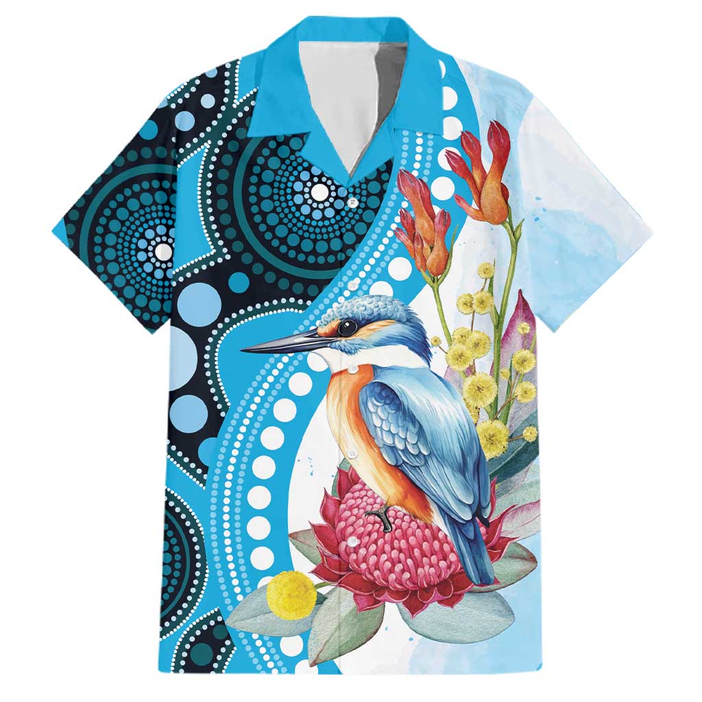 Australia Azure Kingfisher Family Matching Tank Maxi Dress and Hawaiian Shirt Australian Native Flowers Indigenous Art - Aussie Hoodie