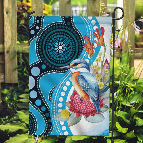 Australia Azure Kingfisher Garden Flag Australian Native Flowers Indigenous Art - Aussie Hoodie