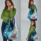 Australia Azure Kingfisher Grocery Bag Australian Native Flowers Indigenous Art - Aussie Hoodie