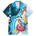 Australia Azure Kingfisher Hawaiian Shirt Australian Native Flowers Indigenous Art - Aussie Hoodie