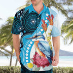 Australia Azure Kingfisher Hawaiian Shirt Australian Native Flowers Indigenous Art - Aussie Hoodie