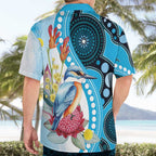 Australia Azure Kingfisher Hawaiian Shirt Australian Native Flowers Indigenous Art - Aussie Hoodie