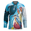 Australia Azure Kingfisher Hockey Jersey Australian Native Flowers Indigenous Art - Aussie Hoodie