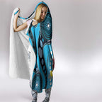 Australia Azure Kingfisher Hooded Blanket Australian Native Flowers Indigenous Art - Aussie Hoodie
