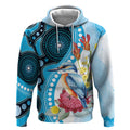 Australia Azure Kingfisher Hoodie Australian Native Flowers Indigenous Art - Aussie Hoodie