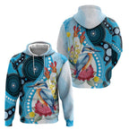 Australia Azure Kingfisher Hoodie Australian Native Flowers Indigenous Art - Aussie Hoodie