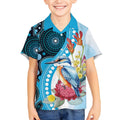 Australia Azure Kingfisher Kid Hawaiian Shirt Australian Native Flowers Indigenous Art - Aussie Hoodie