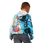 Australia Azure Kingfisher Kid Hoodie Australian Native Flowers Indigenous Art - Aussie Hoodie