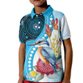 Australia Azure Kingfisher Kid Polo Shirt Australian Native Flowers Indigenous Art - Aussie Hoodie