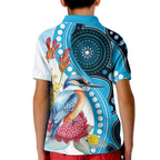 Australia Azure Kingfisher Kid Polo Shirt Australian Native Flowers Indigenous Art - Aussie Hoodie