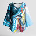 Australia Azure Kingfisher Kimono Sleeve Blouse Australian Native Flowers Indigenous Art - Aussie Hoodie