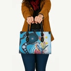 Australia Azure Kingfisher Leather Bag Australian Native Flowers Indigenous Art - Aussie Hoodie