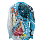 Australia Azure Kingfisher Long Sleeve Shirt Australian Native Flowers Indigenous Art - Aussie Hoodie
