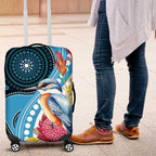 Australia Azure Kingfisher Luggage Cover Australian Native Flowers Indigenous Art - Aussie Hoodie
