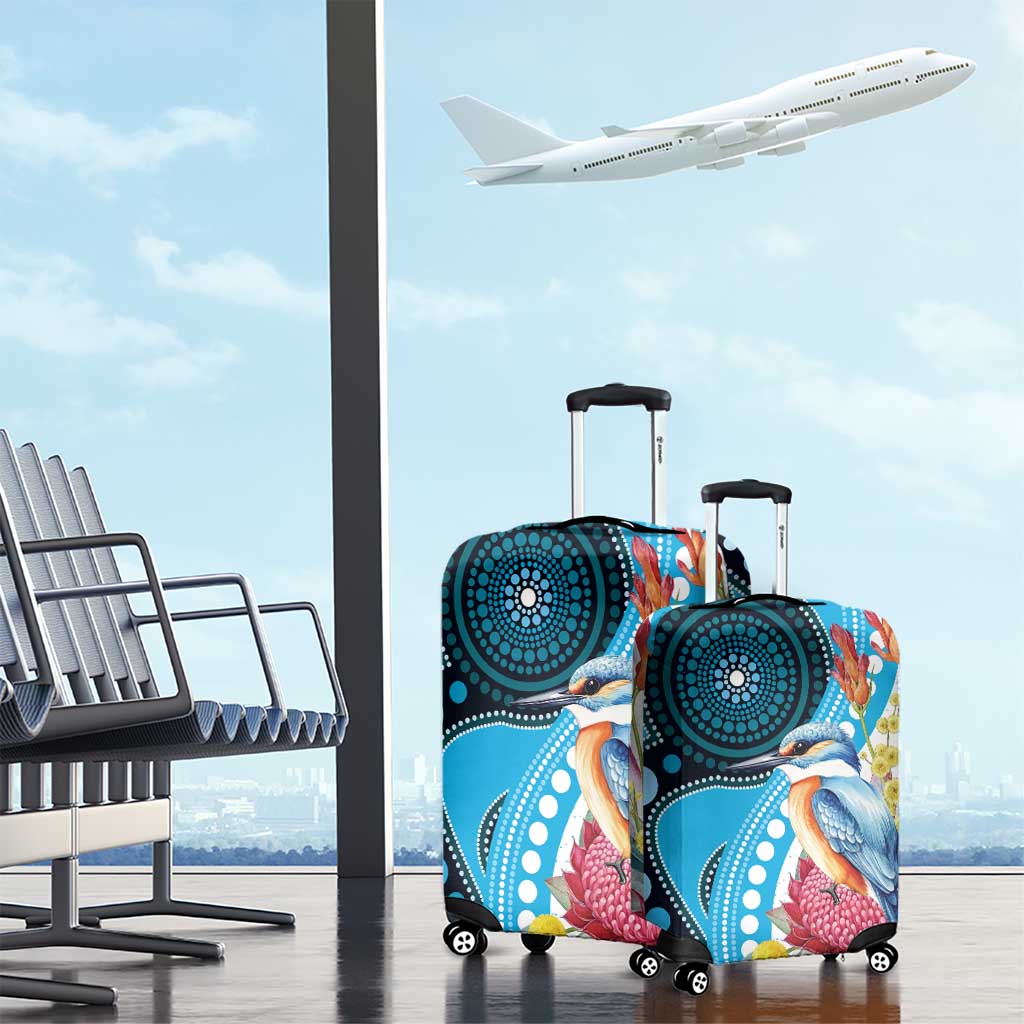 Australia Azure Kingfisher Luggage Cover Australian Native Flowers Indigenous Art - Aussie Hoodie