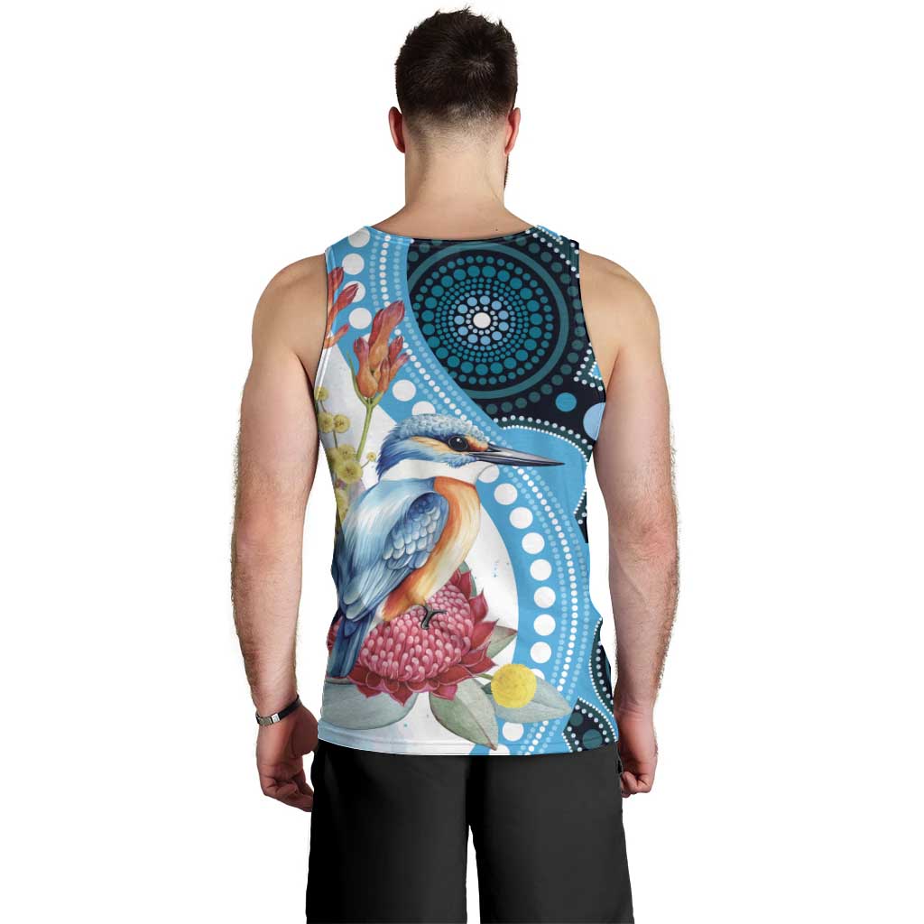 Australia Azure Kingfisher Men Tank Top Australian Native Flowers Indigenous Art - Aussie Hoodie