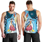 Australia Azure Kingfisher Men Tank Top Australian Native Flowers Indigenous Art - Aussie Hoodie