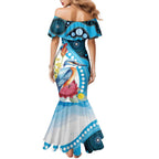 Australia Azure Kingfisher Mermaid Dress Australian Native Flowers Indigenous Art - Aussie Hoodie