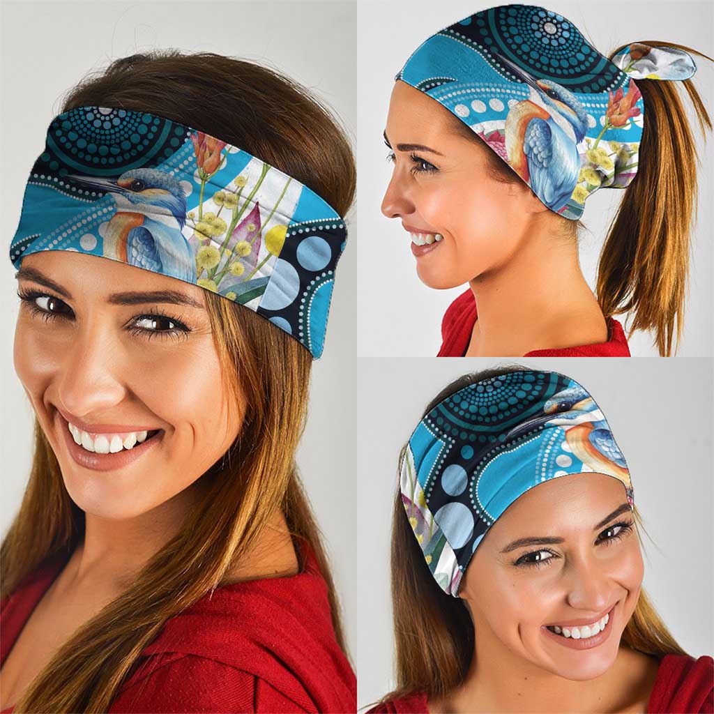 Australia Azure Kingfisher Neck Gaiter Australian Native Flowers Indigenous Art - Aussie Hoodie
