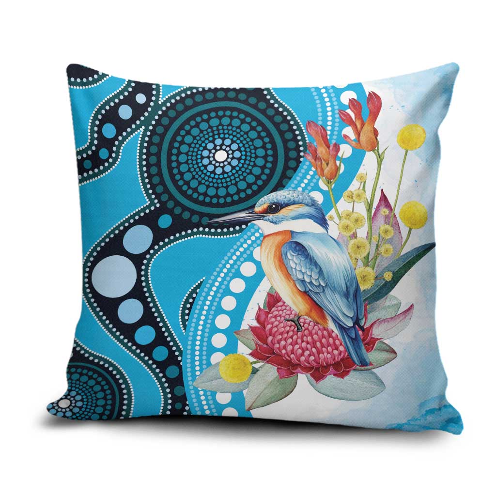Australia Azure Kingfisher Pillow Cover Australian Native Flowers Indigenous Art - Aussie Hoodie