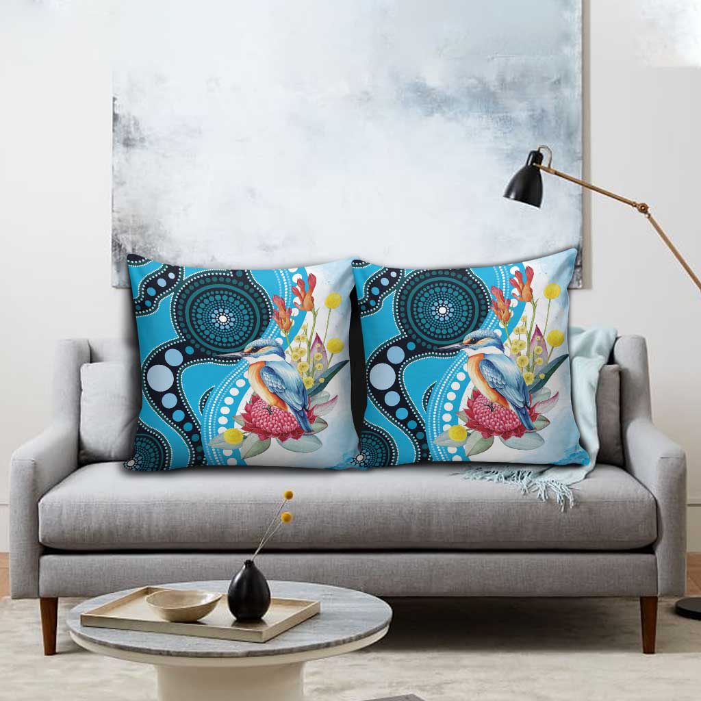 Australia Azure Kingfisher Pillow Cover Australian Native Flowers Indigenous Art - Aussie Hoodie