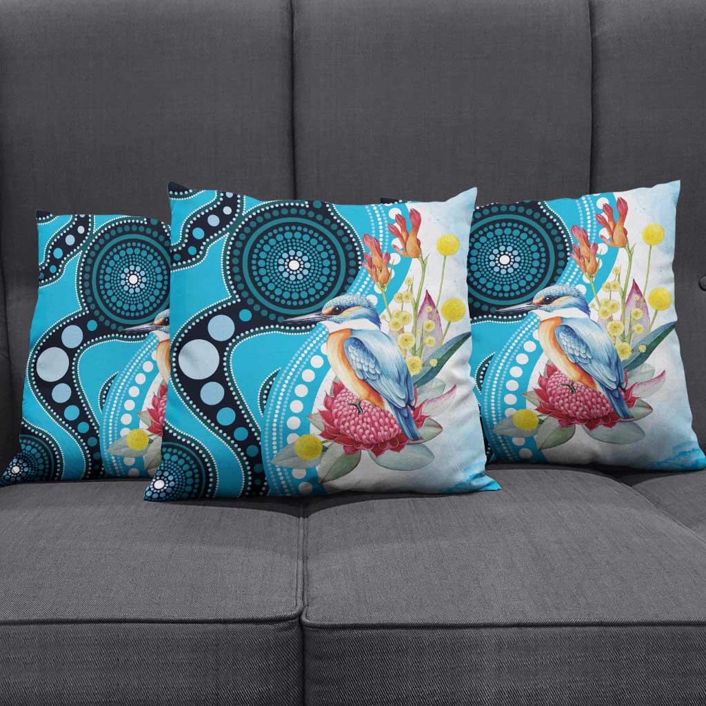 Australia Azure Kingfisher Pillow Cover Australian Native Flowers Indigenous Art - Aussie Hoodie