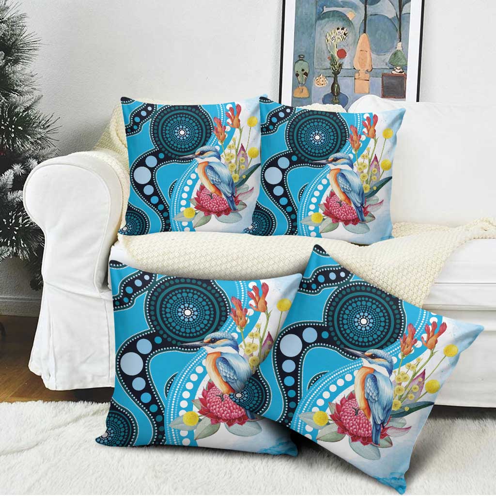 Australia Azure Kingfisher Pillow Cover Australian Native Flowers Indigenous Art - Aussie Hoodie