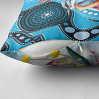 Australia Azure Kingfisher Pillow Cover Australian Native Flowers Indigenous Art - Aussie Hoodie