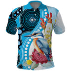 Australia Azure Kingfisher Polo Shirt Australian Native Flowers Indigenous Art - Aussie Hoodie