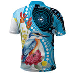 Australia Azure Kingfisher Polo Shirt Australian Native Flowers Indigenous Art - Aussie Hoodie