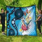 Australia Azure Kingfisher Quilt Australian Native Flowers Indigenous Art - Aussie Hoodie